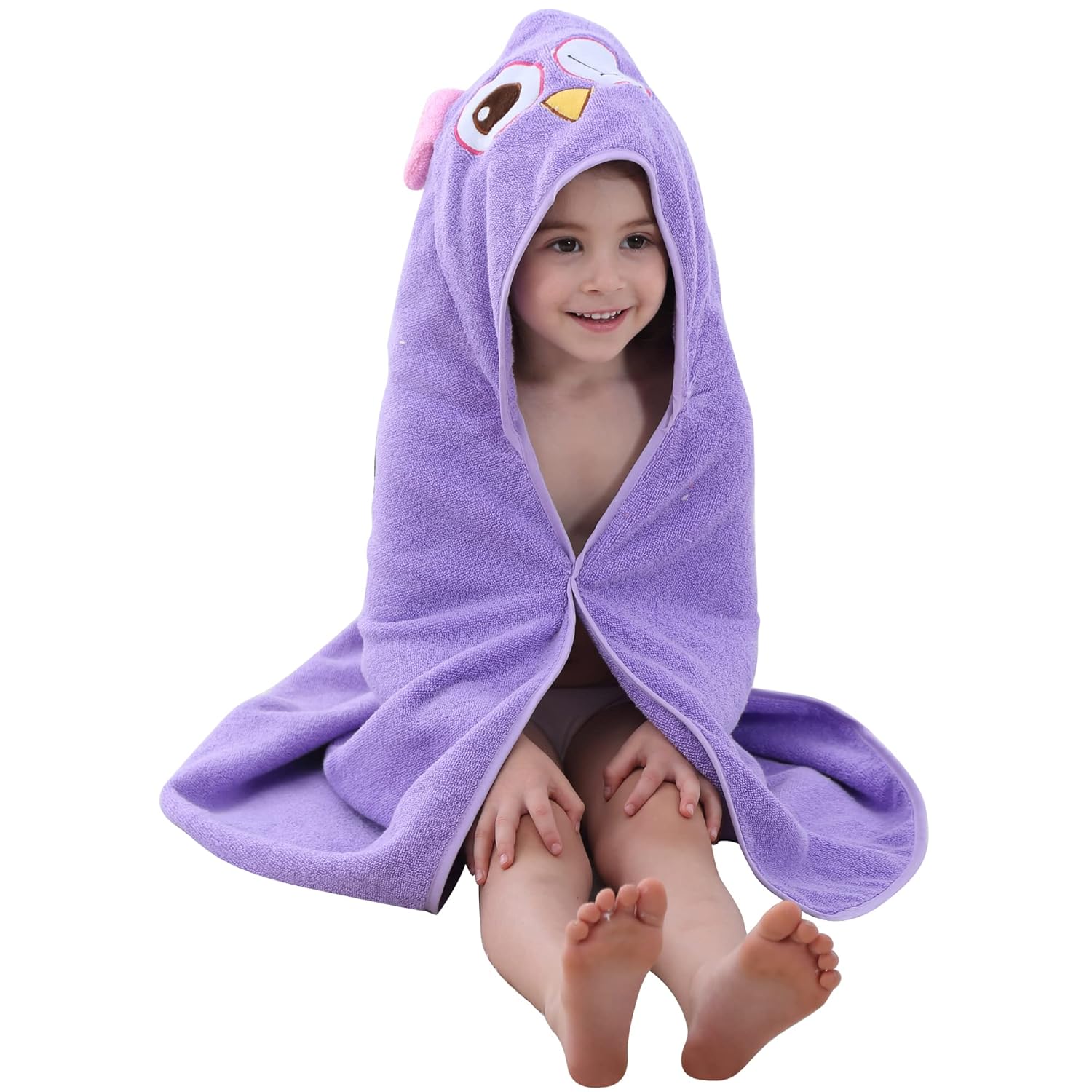 MICHLEY Toddler Hooded Bath Towels for 06T, Baby Essentials Cotton Absorbent Kids