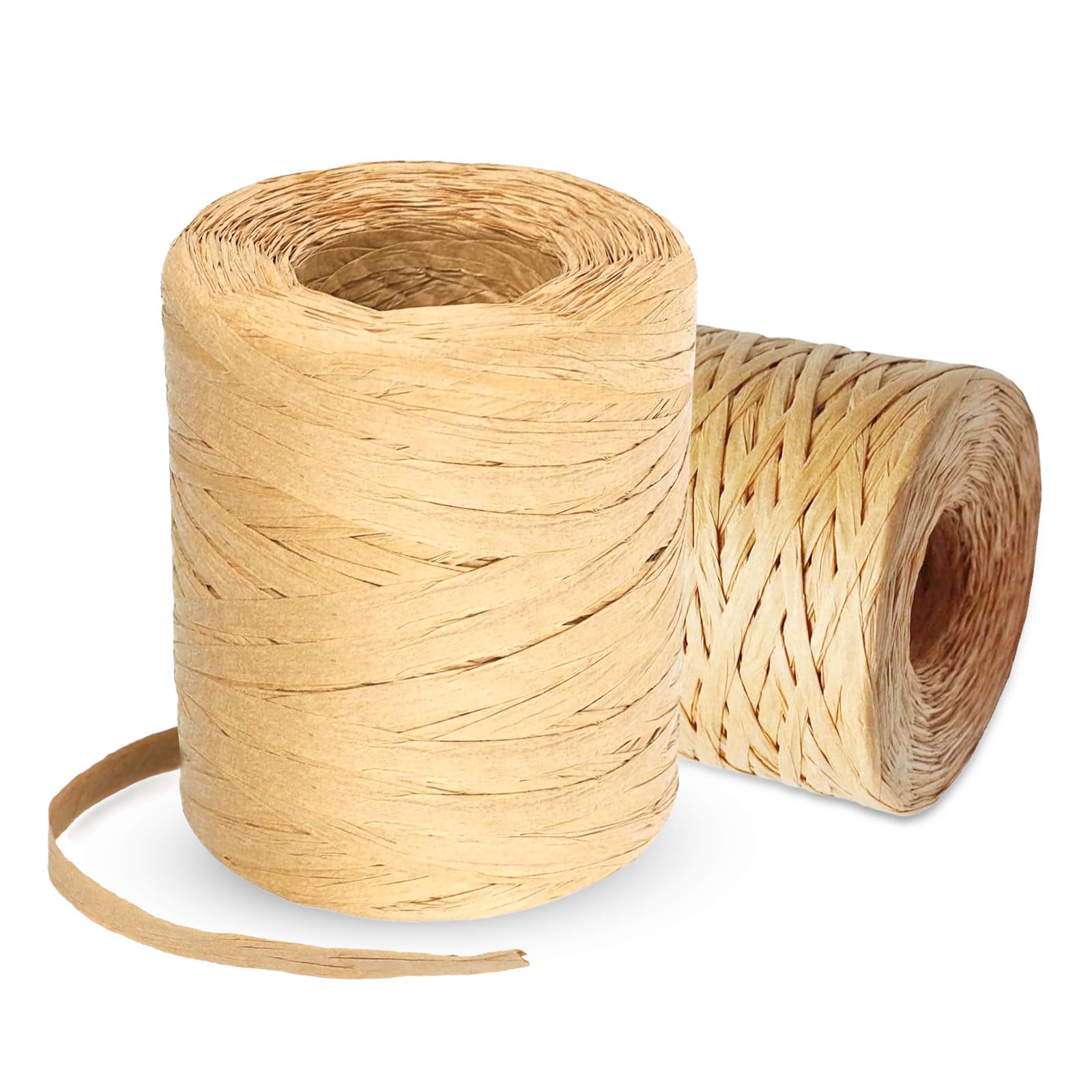 Ruban de Rafia 8mm x 400M Rouleaux de Papier Fibre Naturelle Cordon d'Emballage