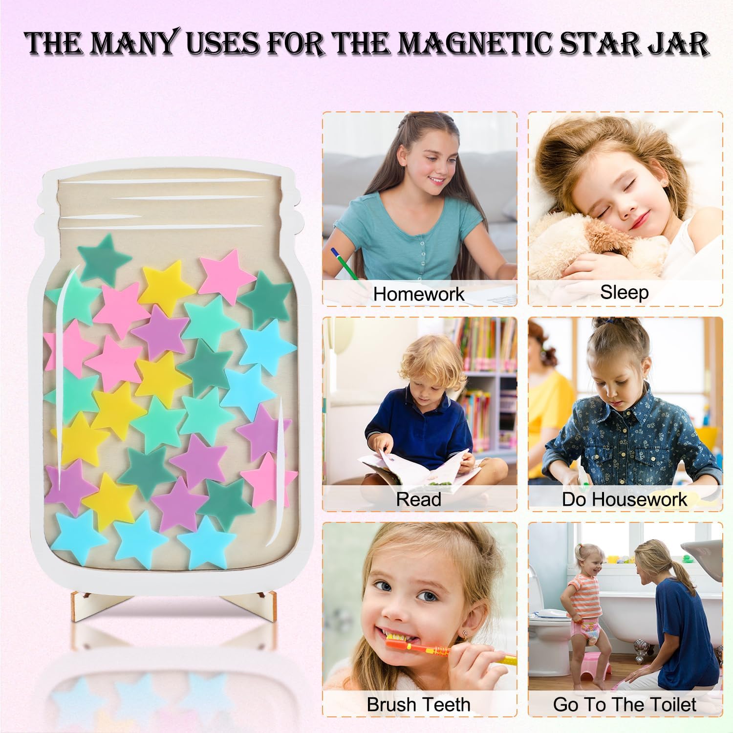 Sistema Recompensas Niños Estrellas Sistema Recompensa Estrellas Para Niños - Tarro Magnético Comportamiento Positivo Premios Estrellas Magneticas