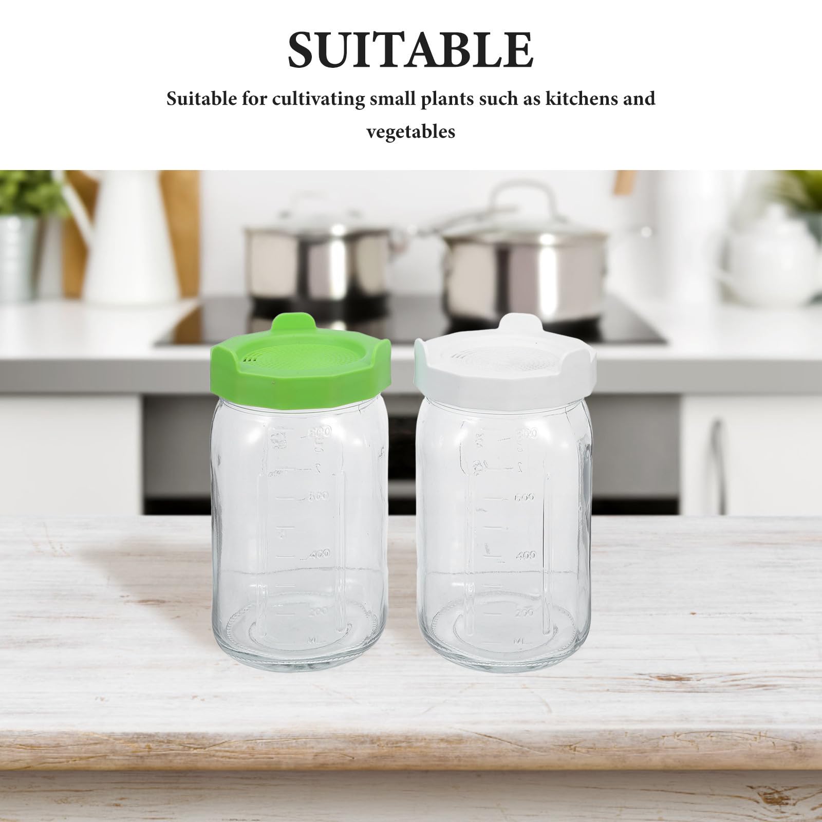 Lurrose 2 Pièces Kit de Germination avec Bocaux en Verre, Couvercles D'égouttage et Manchons Occultants pour Culture de Graines sur Plan de Travail, Germination des Graines