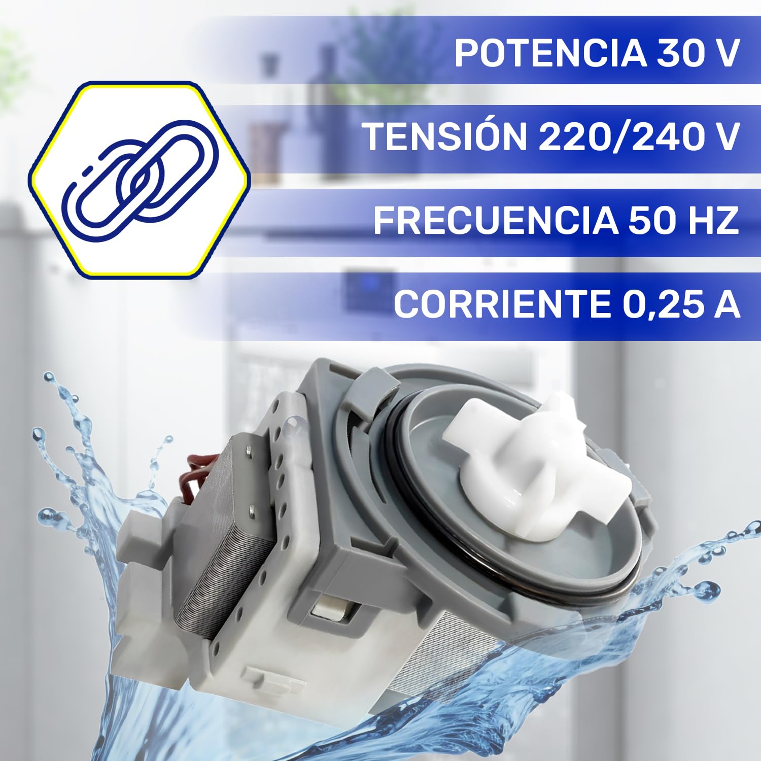 Bomba para Lavavajillas 220/240V 30W con Código Original 1748200100 1740300100 1740300200 1740300300 para Beko - Garantía de 10 Años - MONTERAL