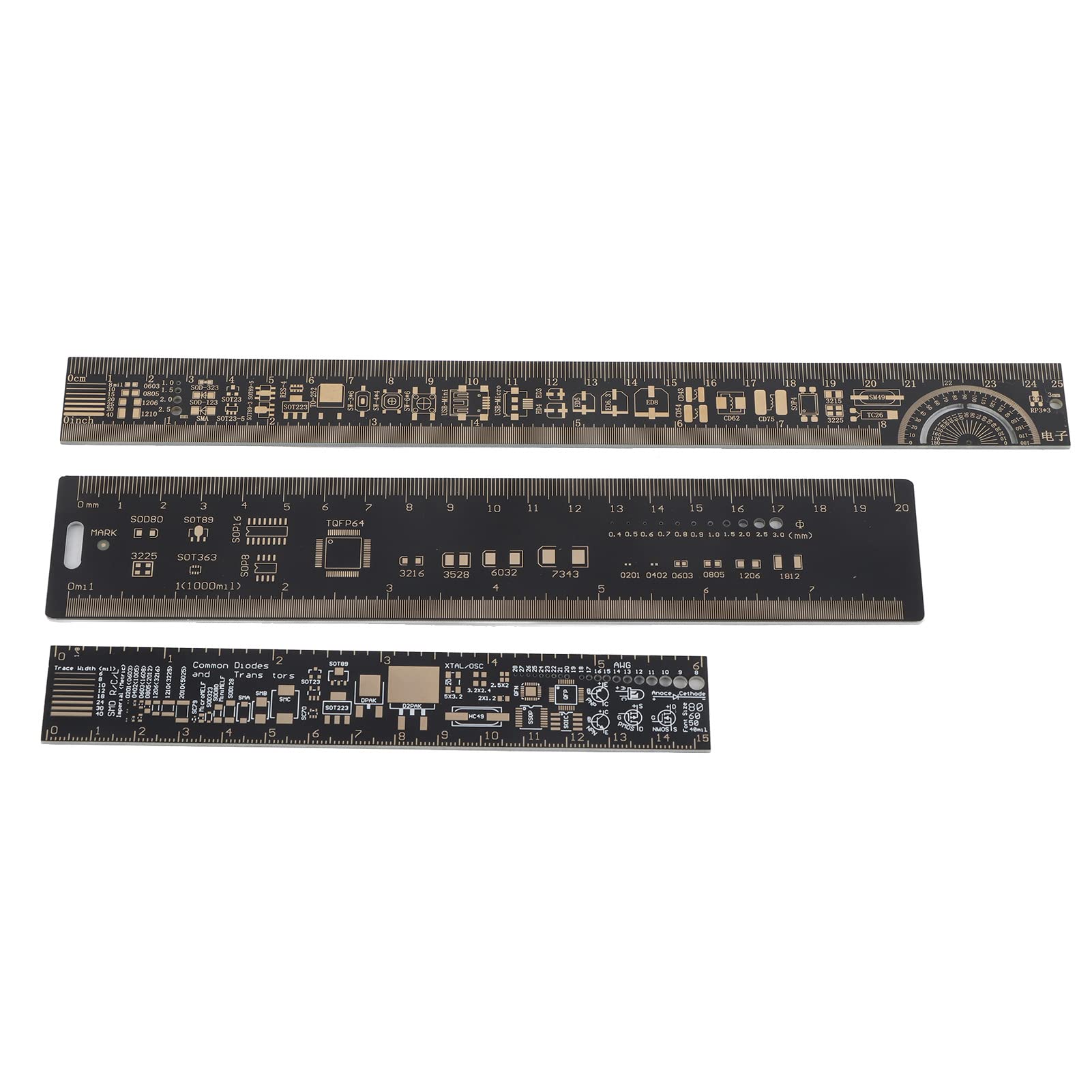 Printed Circuit Board Engineering Ruler, 3PCS 6.3/7.87/10.23inch PCB Printed Circuit Board Ruler Multifunctional Ruler - Image 2
