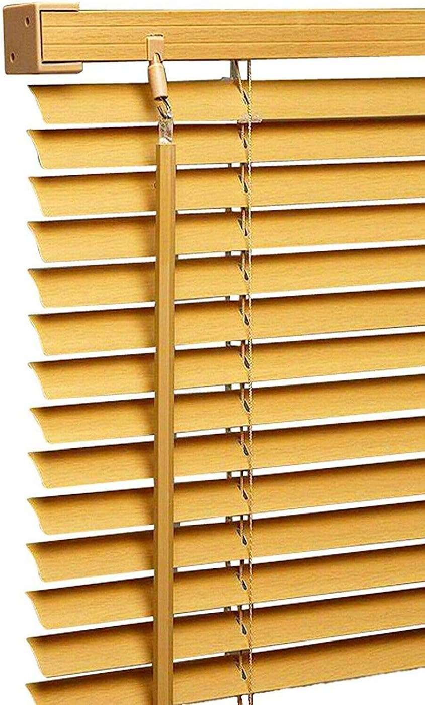 PVC window Venetian Blind Blinds Easy Fit Trimmable Fittings Window Treatment Shutter Twist Open Close (Teak-Wood Grain Effect, 60cm wide (23.6") x 213cm Drop)