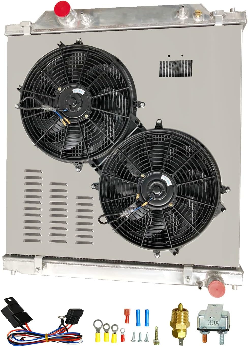 CoolingCare All Aluminum Radiator for 03-07 FORD F250 F350 F450 Super Duty 6.0L V8 Turbo Diesel Powerstroke Engine 3 row radiator + shroud + fan + relay kit