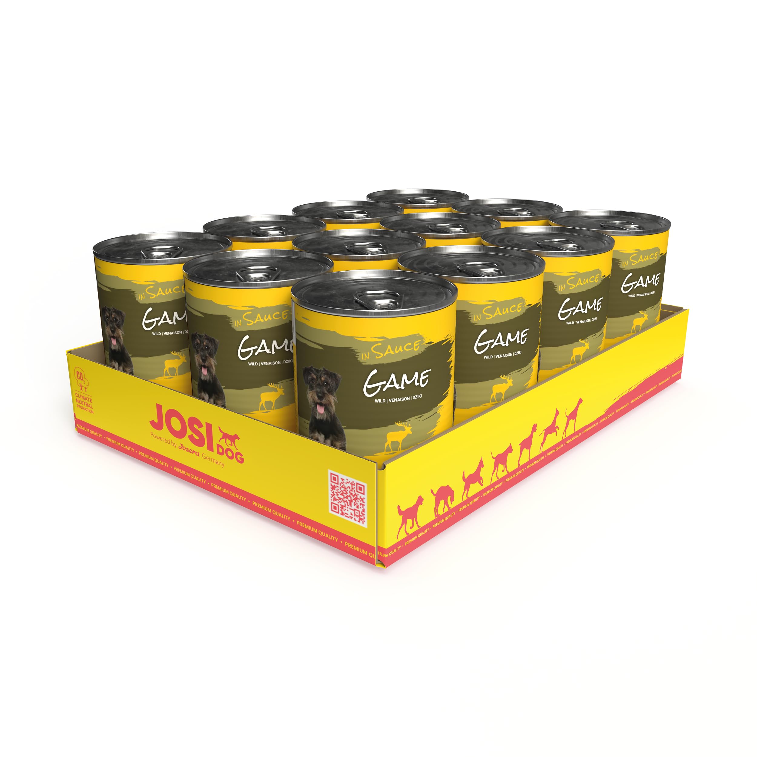JosiDog Game in Sauce (12 x 415 g) | Adult | Premium Nassfutter für ausgewachsene Hunde | mit Wild in Sauce mit Vitamin D3 & E | Powered by JOSERA | Hundefutter nass | Alleinfutter | 12er Pack