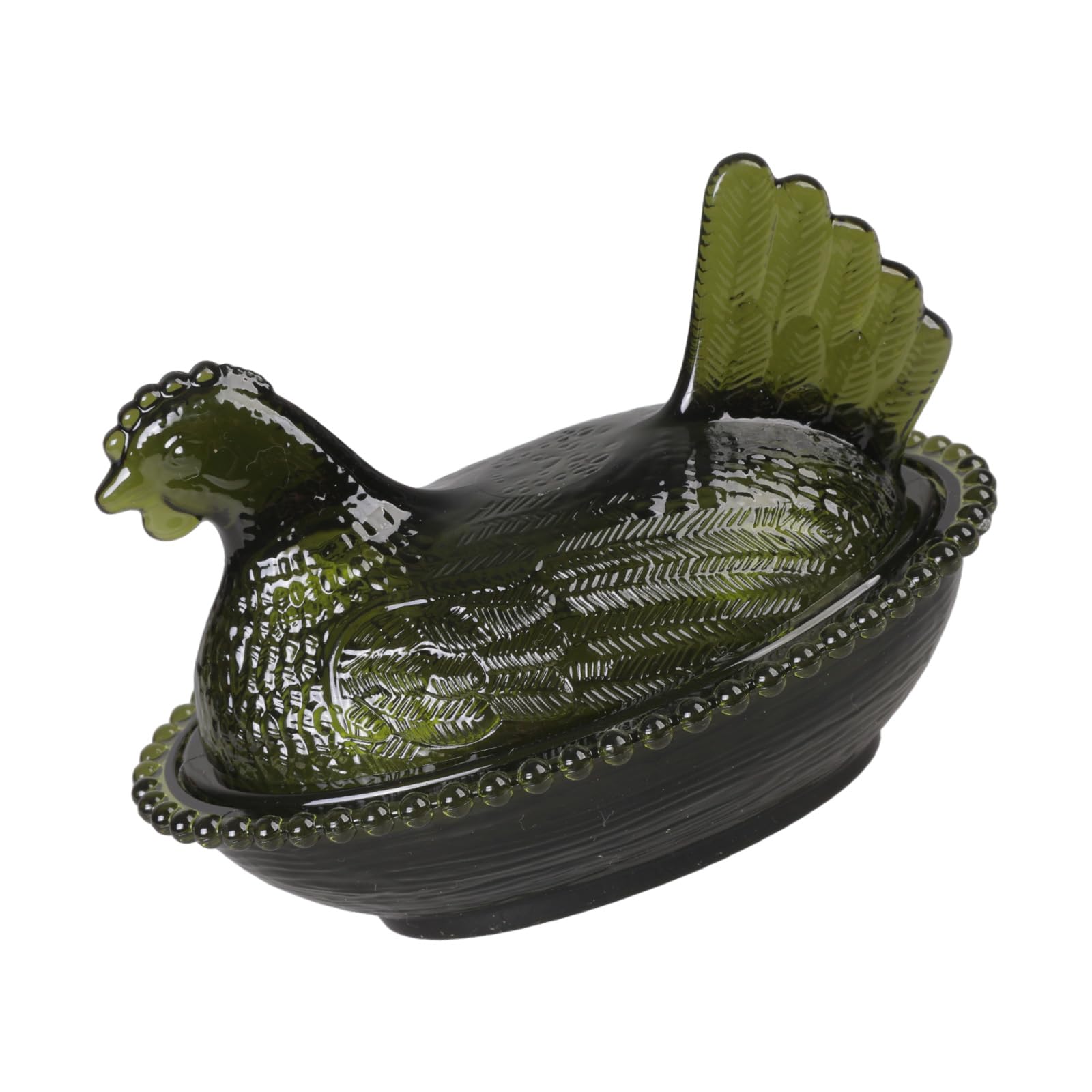 ZBIianxer Clear Hen Figurine Trinket Box with Lid for Easter Party Desktop Ornaments Hen on Nest Candy Jar with Lid Desk Decors