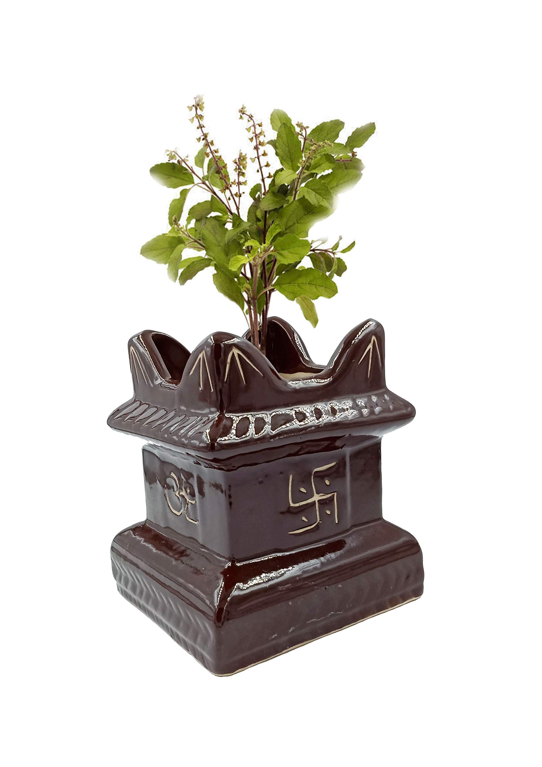 LOOKS FIRST Ceramic Tulsi Pot For Pooja And Home Decoration Indoor, Outdoor,Home Office (6 Inch) Colour Chooklety|Pooja Plants Gamla|Made In India |, Brown (B09FHZ89BX) Amazon Price History, Amazon Price Tracker