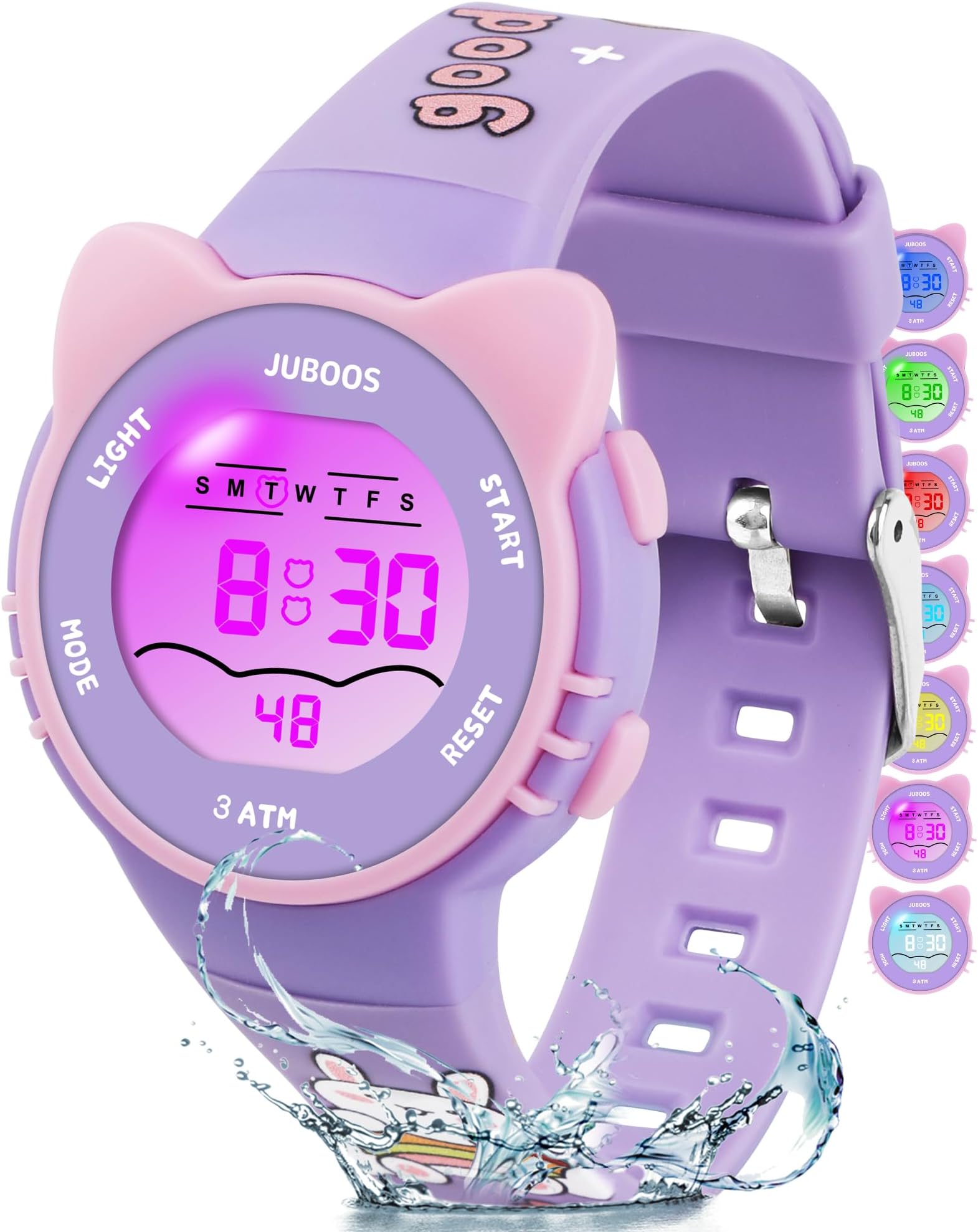 Kid's Digital Watch for Boys and Girls, Waterproof LCD Digital Sports Kids Watch with 7 Color LED Lights, Stopwatch, Alarm