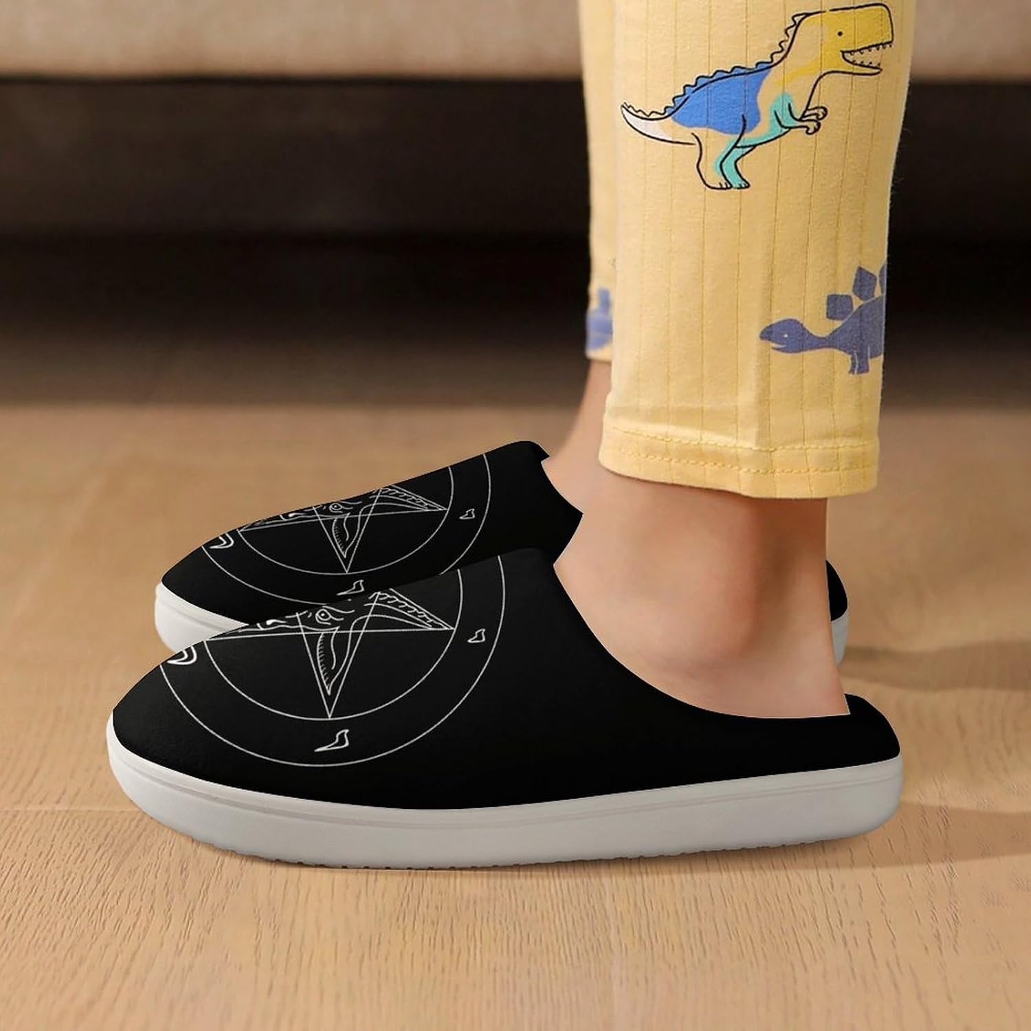 Sigil of Baphomet Cute Cotton Slippers Anti-Slip House Shoes Funny Slipper Indoor Outdoor