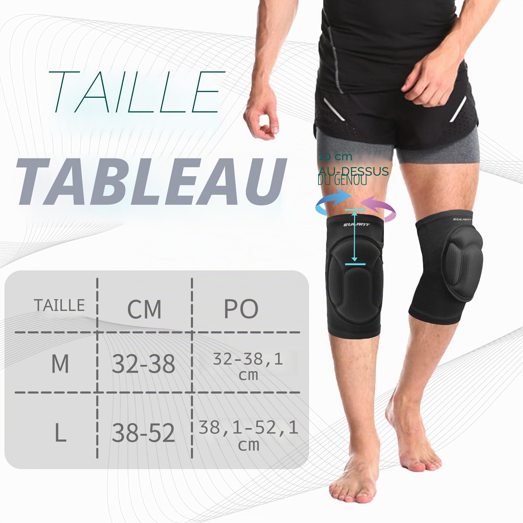 Genouillères Flexibles EULANT (1 paire) Protege Genoux Volleyball Danse Handball Football