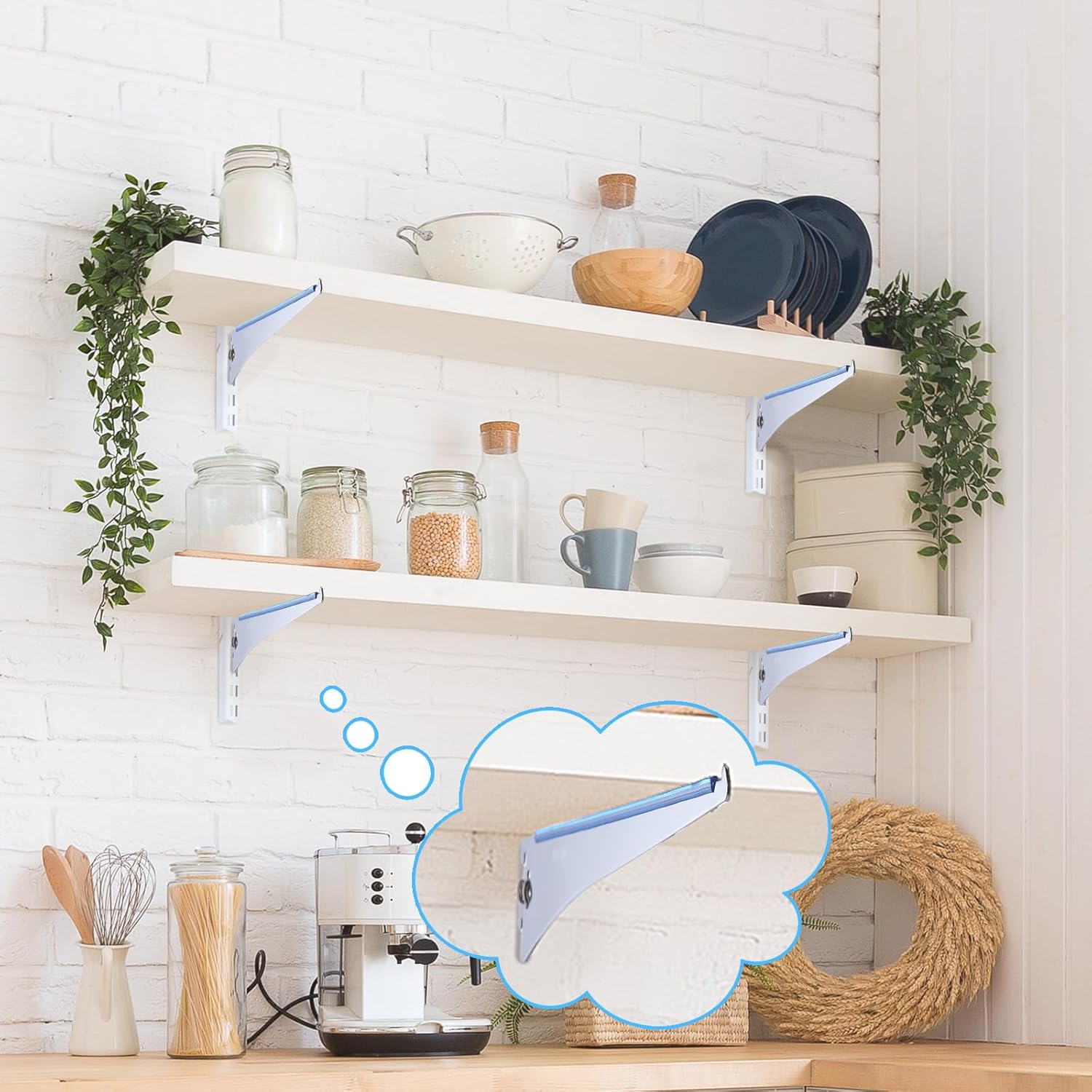 Gisafai 10 Pack Shelf Bracket Adjustable Shelving Brackets Single Track Twin Track System Metal Stand for Shelving Shelf Standard Stand for Stores Closet Kitchen(Silver,10 Inch)