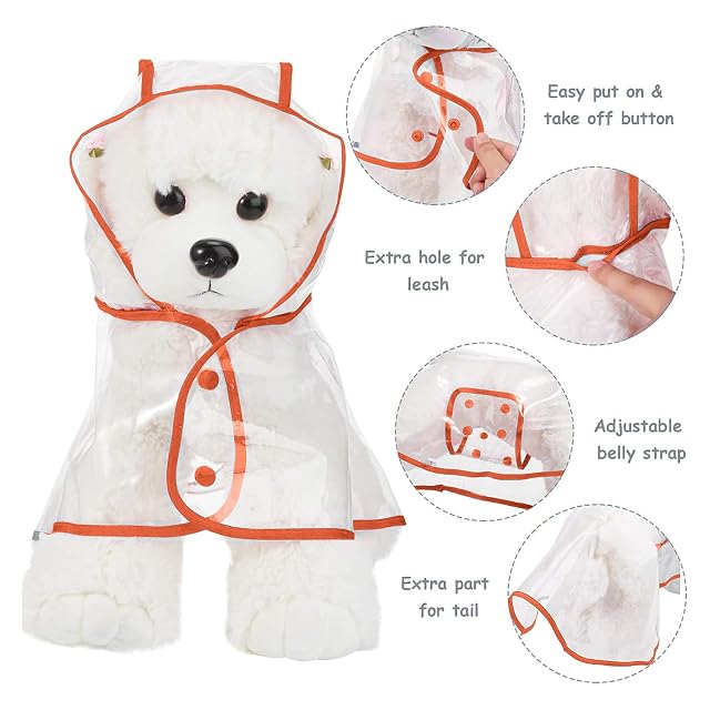 Foto 4 de 7 de PETCUTE Chaqueta Impermeable para Perros Con Capucha, Resistente a la Lluvia y al Viento