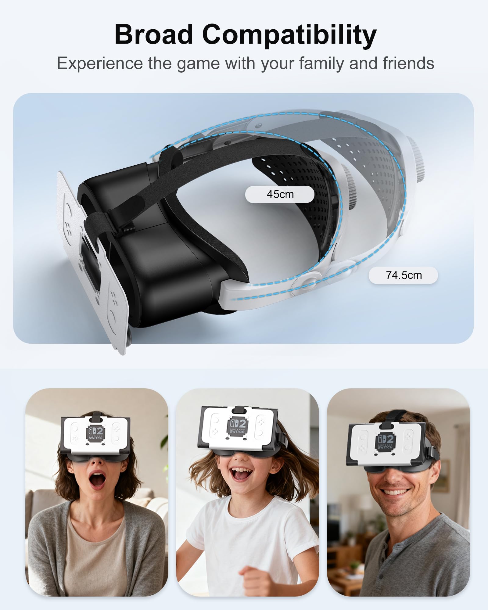 Cuffie VR aggiornate per Nintendo Switch 2 (2025), Switch 2 occhiali VR per realtà virtuale con lenti HD regolabili e comoda cinghia per la testa, kit Labo VR per Switch 2 accessori, nero e bianco
