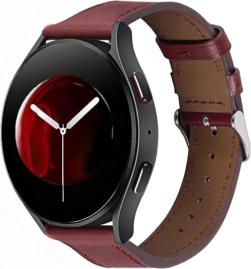 Italy Genuine Leather Watch Bands Men Women Compatible with Samsung Galaxy Watch Band, 20mm 22mm Lugs Watch Straps, Quick Release Wear-resistant Sweat-Resistant Smartwatch Replacement Strap