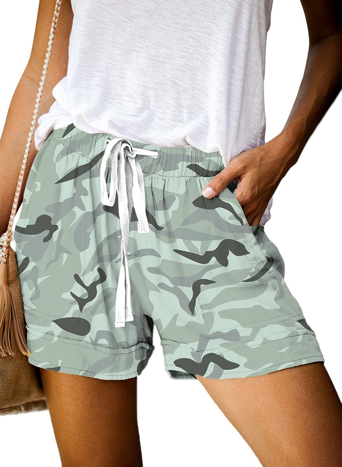 Womens Comfy Drawstring Casual Elastic Waist Pocketed Loose Fit Shorts at  Women’s Clothing store