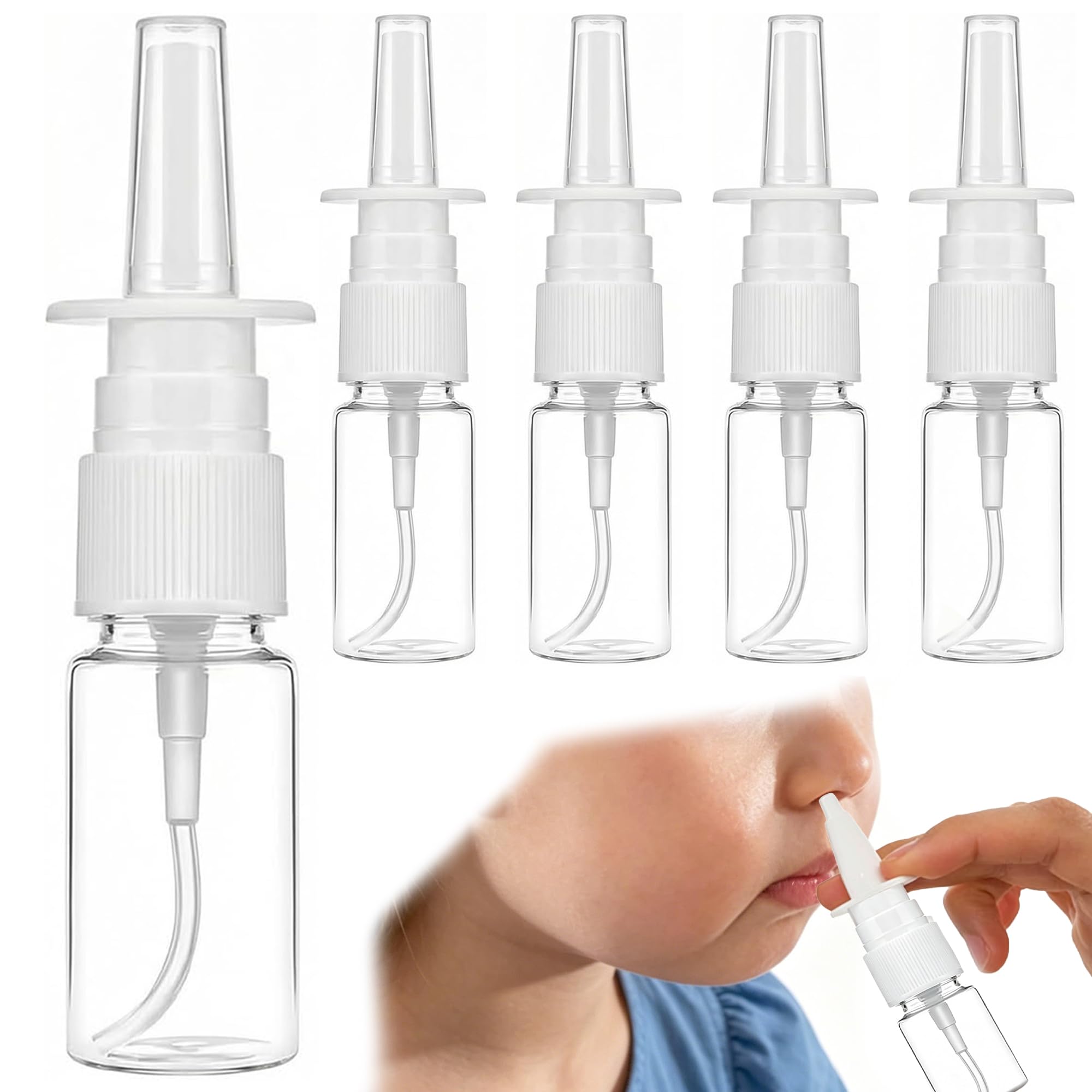 5 pezzi flacone spray, atomizzatore ricaricabile in plastica da 10 ml con pompa a nebulizzazione fine per spray nasale, profumo e ricariche di olio (trasparente)