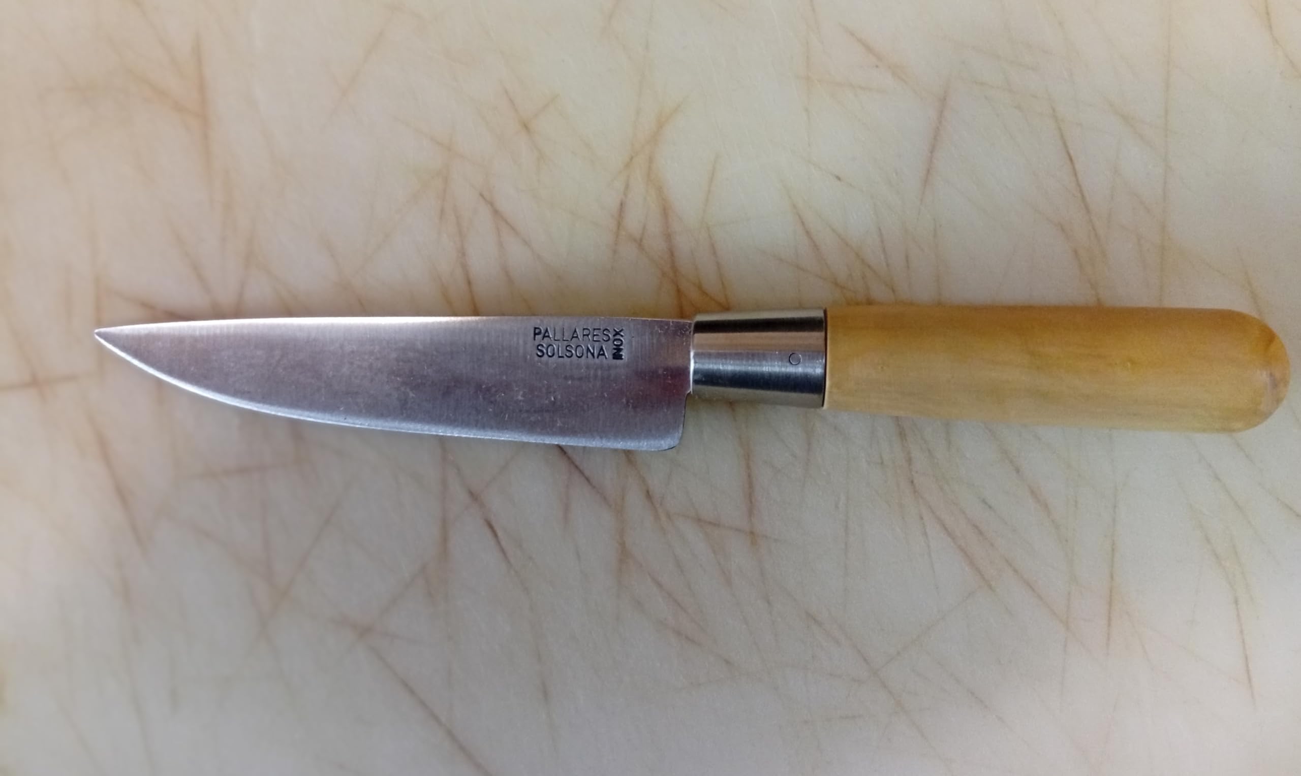 *UNA UNIDAD* PALLARES SOLSONA Cuchillo de Cocina, Modelo CASTELLVELL, Mango Madera DE BOJ 10cm. con VIROLA Reforzada