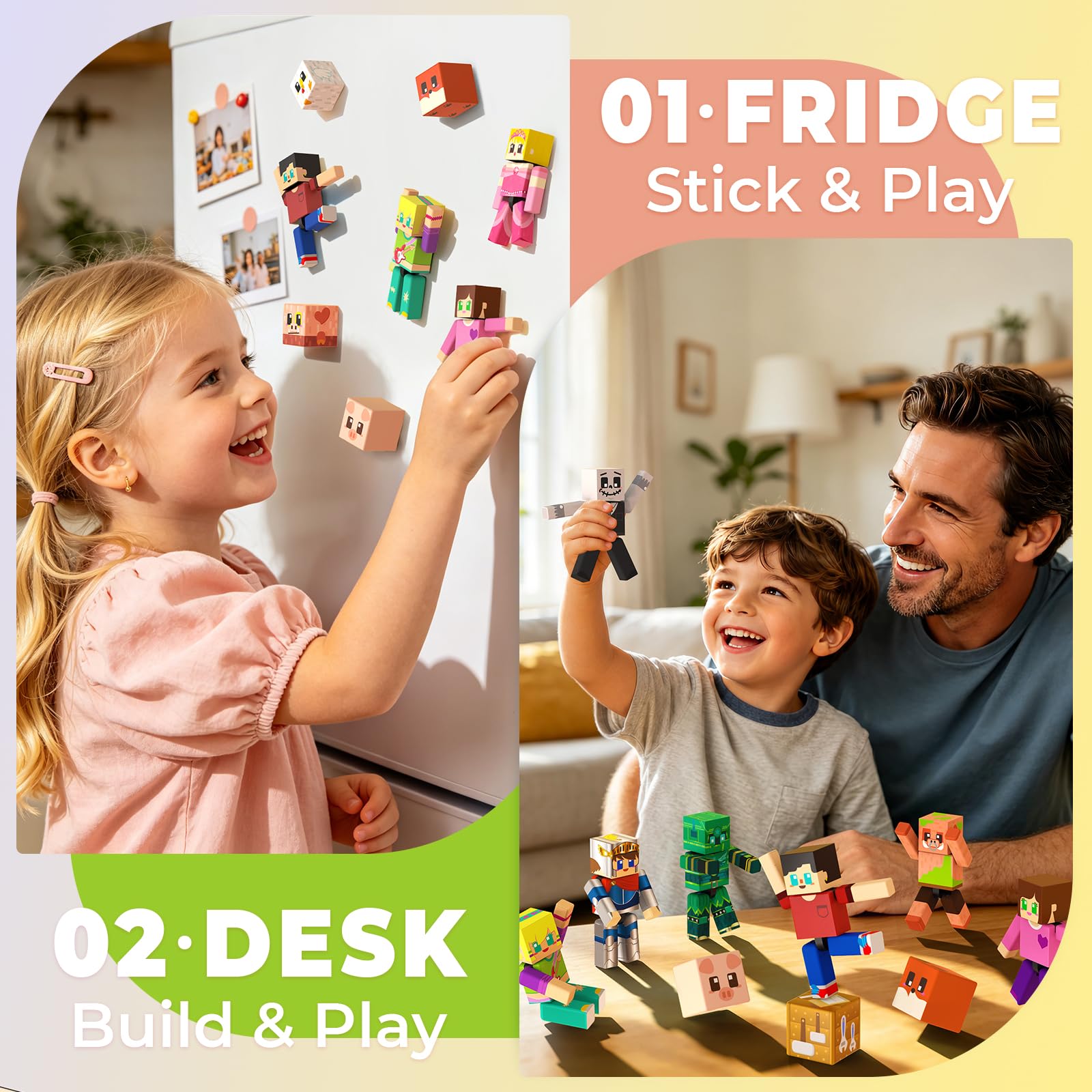 GraceDuck 40 Magnetycznych Figurek z Klockami Magnetycznymi – Obrotowe Action Figures – Montessori STEM Zabawki dla Dzieci – Prezent dla Chłopców i Dziewczynek od 3+ Lat