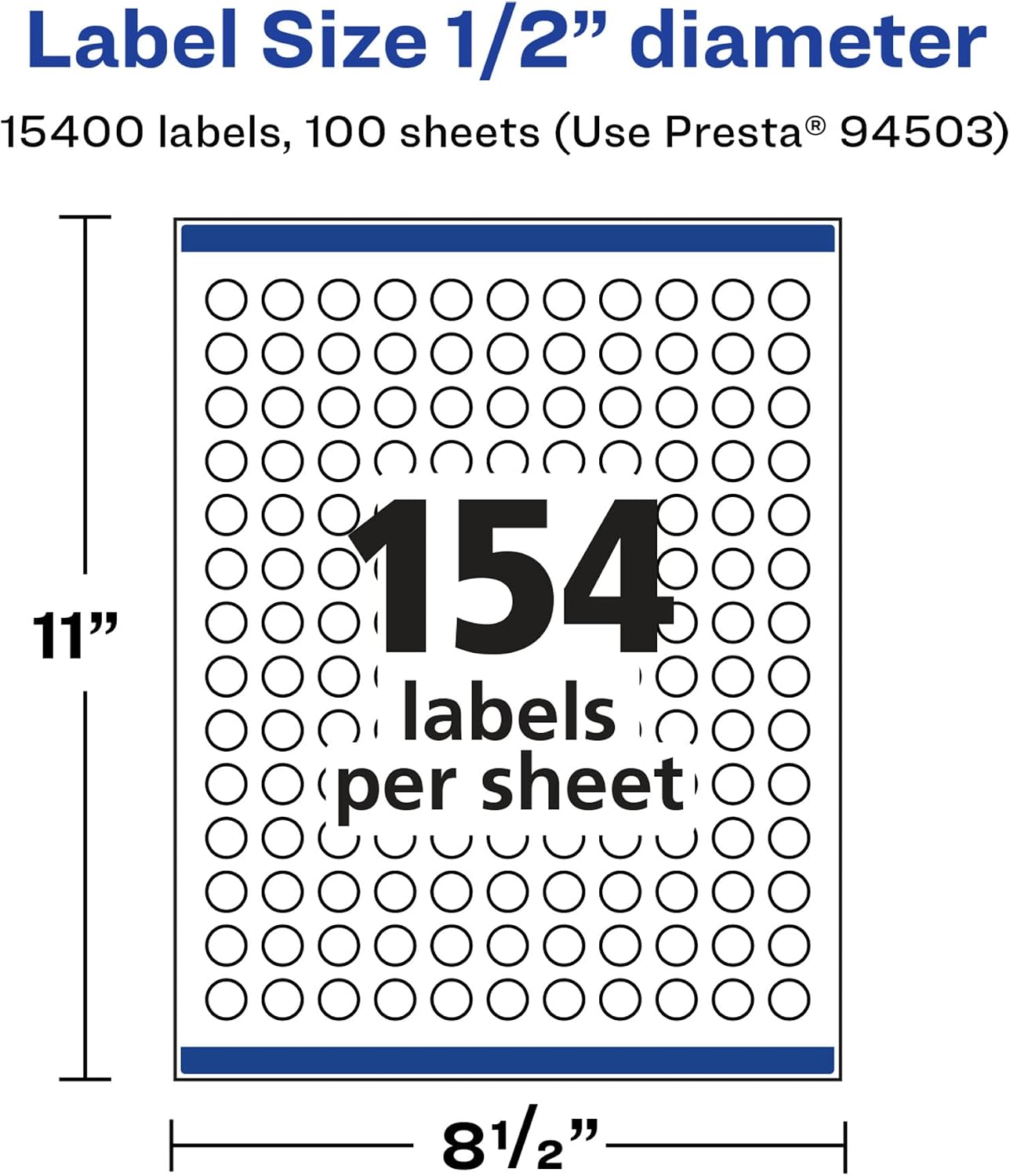 Avery Glossy White Round Labels, Sure Feed Technology, 1/2" Diameter, 15,400 Glossy White Labels, Print-to-The-Edge, Permanent Adhesive, Laser/Inkjet Printable
