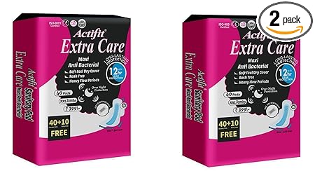 Pretty soul Sanitary Pads Actifit Extra Care Maxi Anti-Bacterial Sanitary Napkins For Women With Wings Day Night Protection,Size XXL 320mm (Pack of 80)