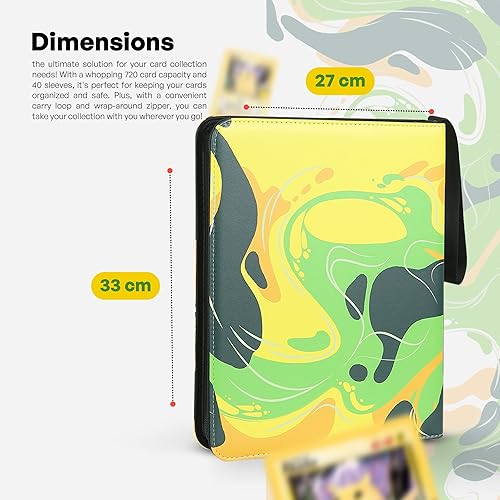 Miniatura 2 de Carpeta de 9 bolsillos para tarjetas intercambiables, con capacidad para 720 tarjetas, álbum de tarjetas Stationeriex con cierre de cremallera,