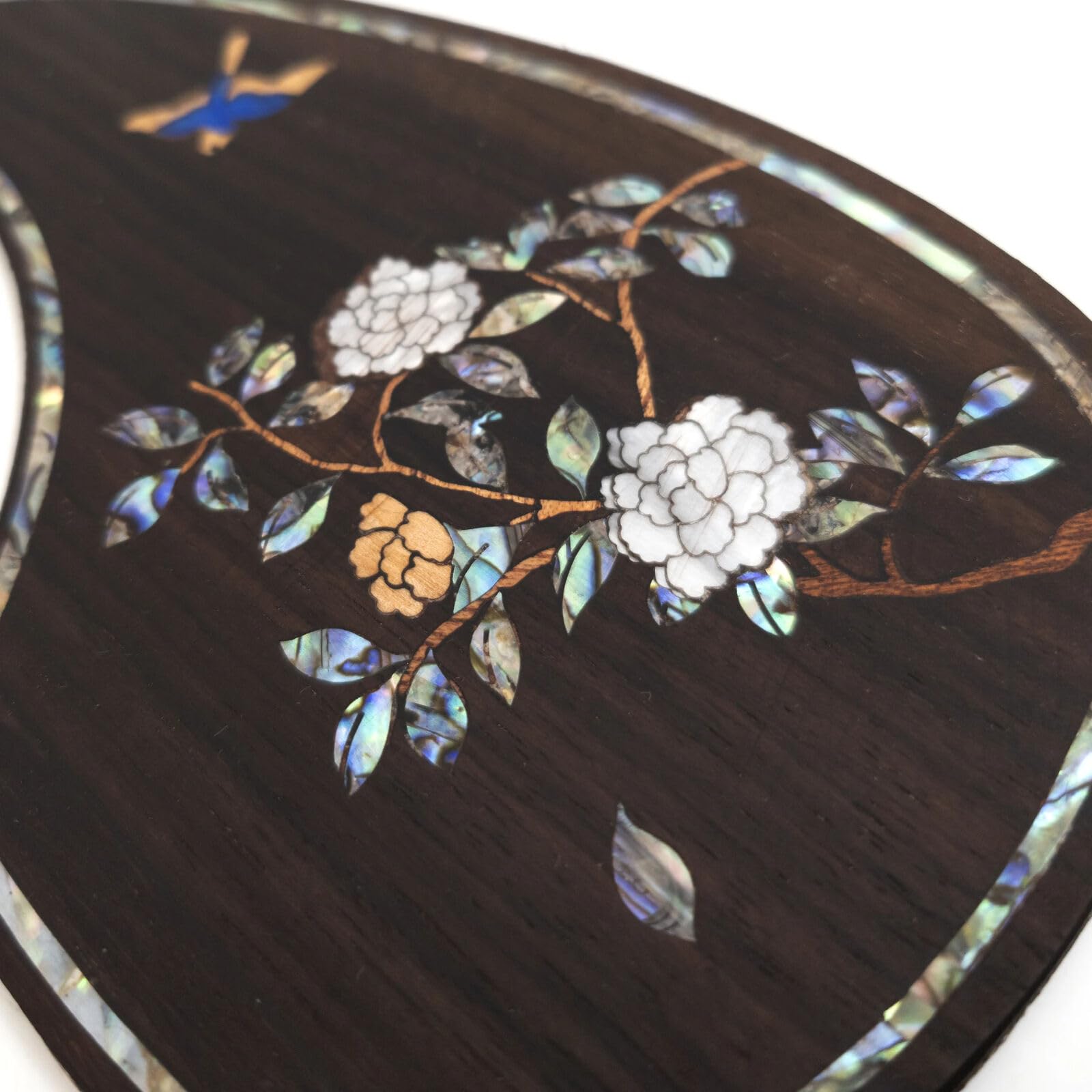 Battipenna per chitarra acustica in palissandro intarsiato intarsiato con fiore di abalone per Martin D-45, piastra di ricambio autoadesiva (palissandro-A)