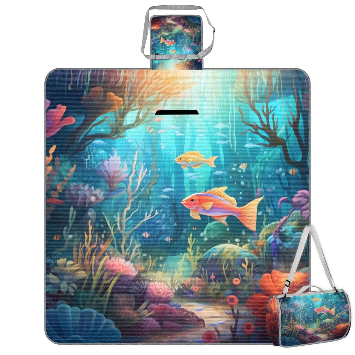 Manta de picnic de 150 x 145 cm, manta de playa plegable para exteriores, impermeable, para playa, camping, senderismo, picnic