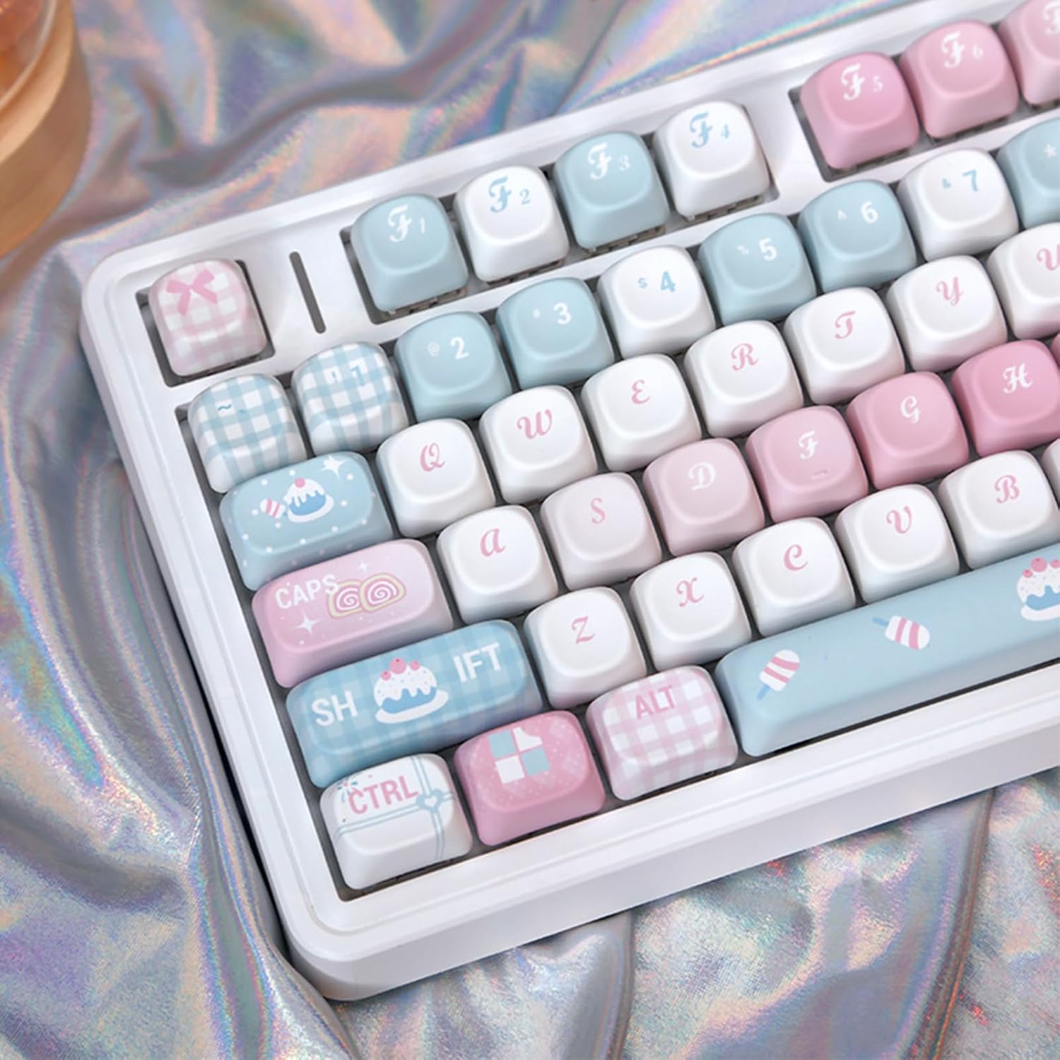PBT Mechanical Keyboard Keycaps 131Keys Lovely Cake Theme MOA Height Heat Sublimated Set Side Engraved