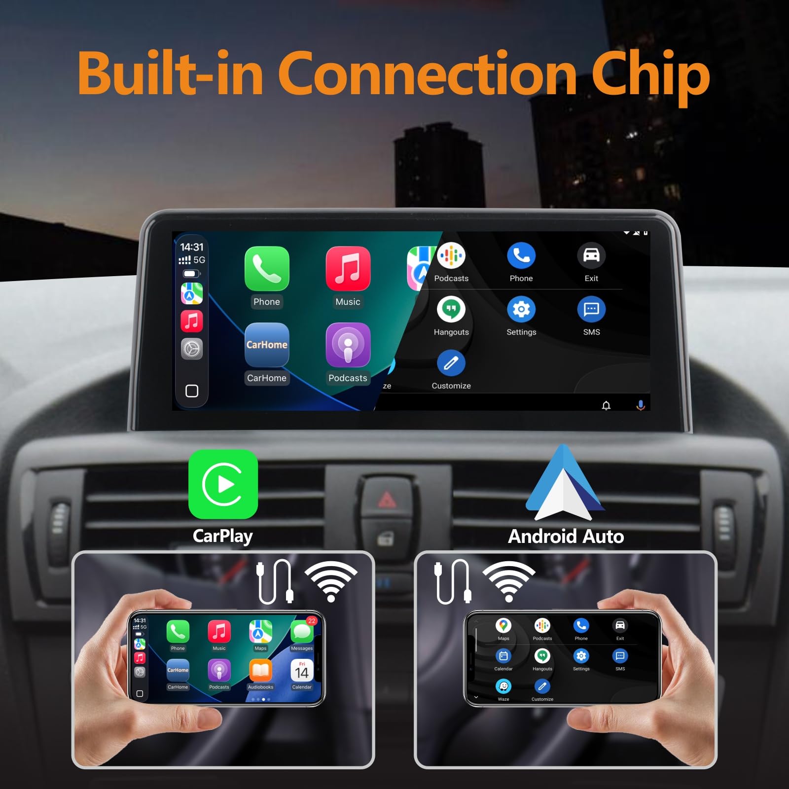 Autoradio pour BMW F20/F21/F23 Cabrio(2011-2016) F30/F31/F33/F34/F36/3GT (2012-2016) Stéréo sans Fil CarPlay/Android Auto Bluetooth RDS