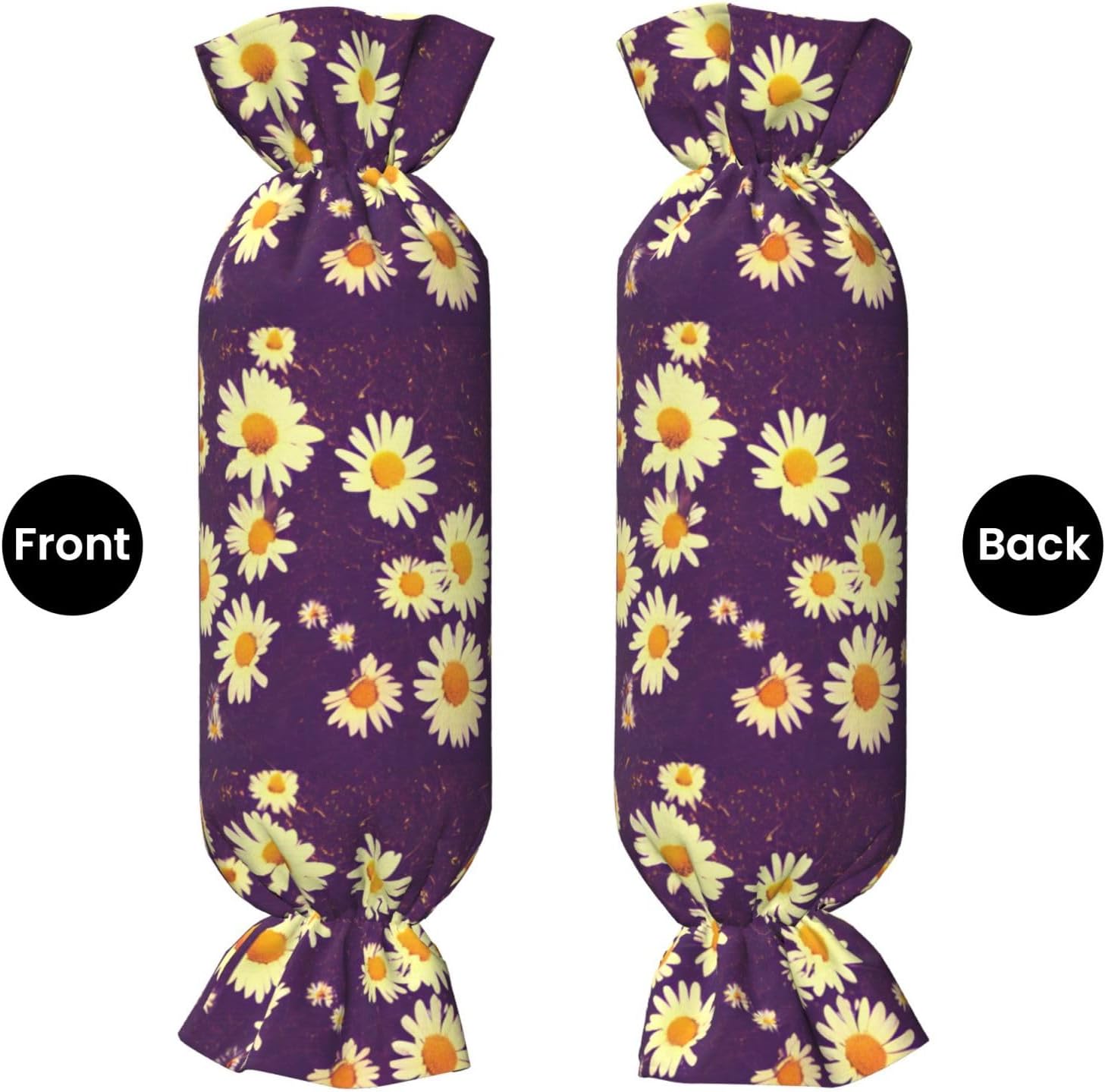 Daisy Purple Flowers Print Candy Cylindrical Pillow Round Bolster Pillows Versatile Use Decor Bedroom Travel