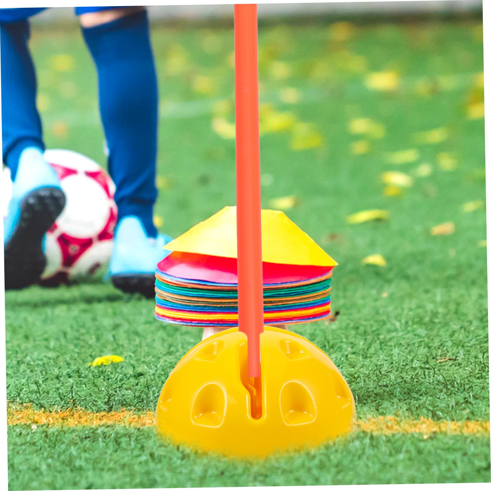 Lot De 2 Bases De Poteau En Plastique Pour Entraînement Football/basket - 19,5x19,5x10 Cm | Jaune, Polyvalent, Stable