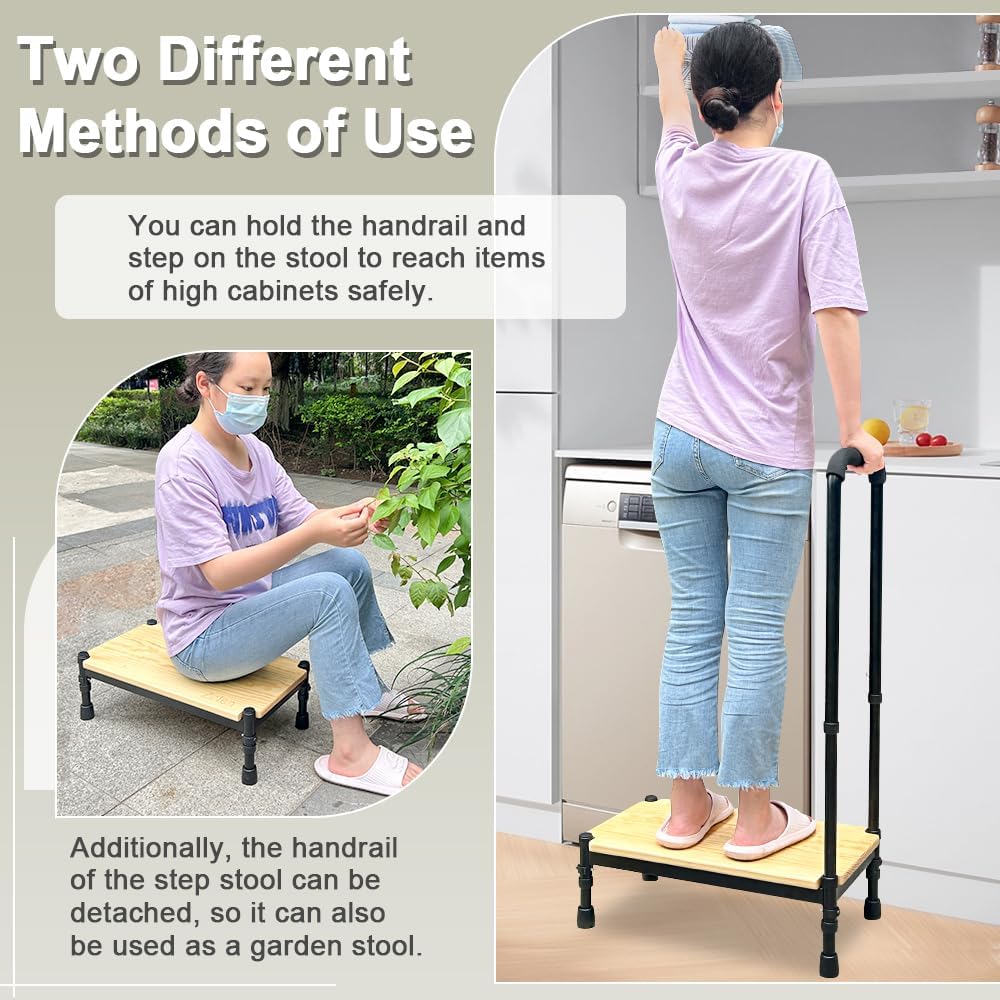 Zelen Medical Step Stool Bed Steps for High Beds for Adults Bedside Step Stool with Handle for Elderly Seniors Foot Stool Portable Handicap Steps Platform for Car, SUV, Bedroom