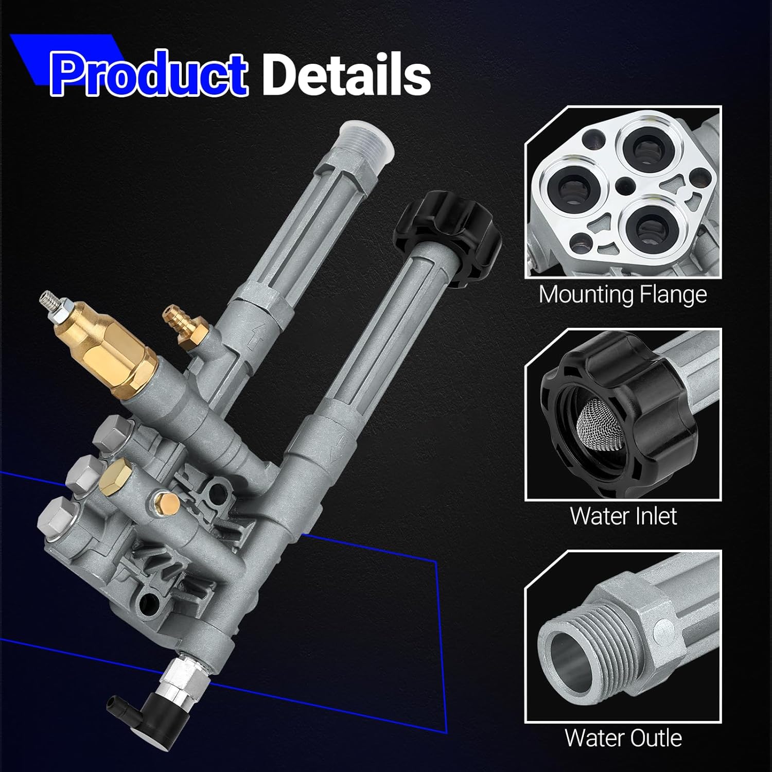 AR42518 Pressure Washer Pump Head for Troy Bilt RMW SRMW Pumps RMW2G20 RMW2G23B RMW2G24 RMW2G25 RMW2.2G20D RMW2.2G24 SRMW2.2G26 Complete Pump Head Assy Replaces# AR42940 AR42518 AR43061 AR Pump