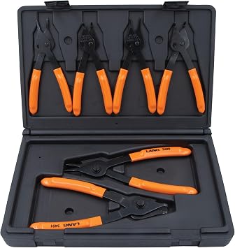 Lang Tools 3497 6-Piece Fixed Tip Combination Internal/External Snap Ring Pliers Set, Black, One Size
