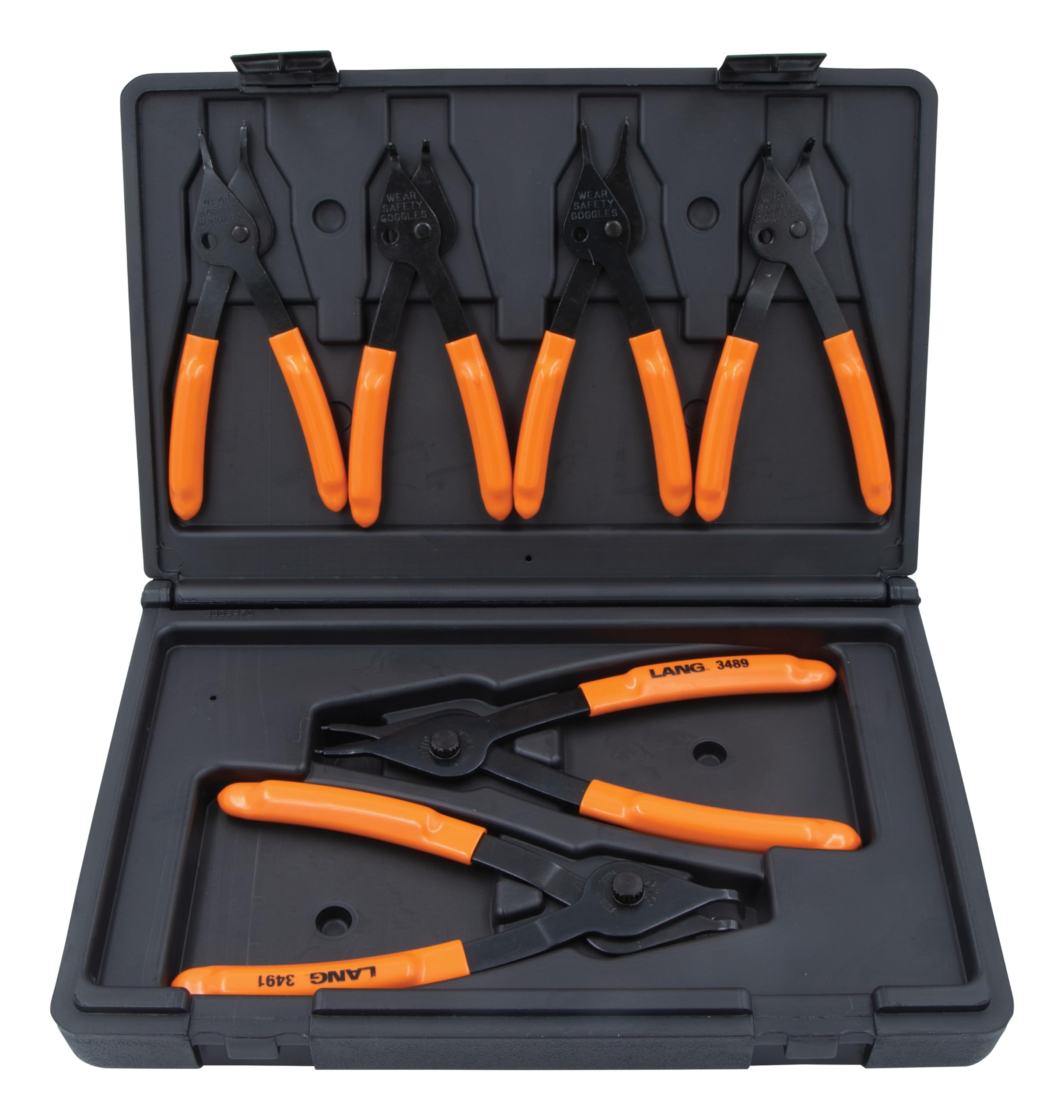 Lang Tools (3497 6-Piece Fixed Tip Combination Internal/External Snap Ring Pliers Set, Black, One Size