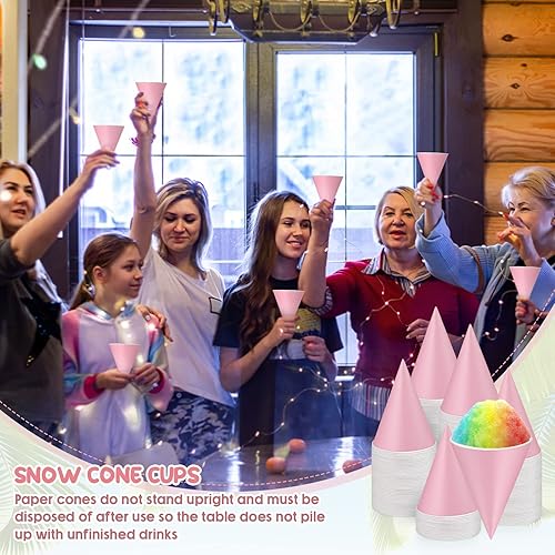 Miniatura 4 de Zubebe Paquete de 200 vasos de papel de cono de nieve de 4.5 onzas, vasos dispensadores de agua pequeños a granel, vasos dispensadores de agua con