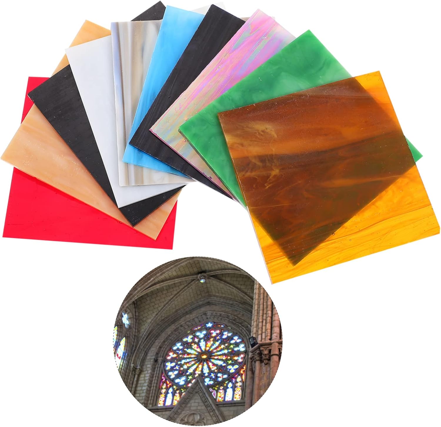 Hohopeti 10pcs Water Stained Glass Sheets for Crafts Mica Glass for for Home Decor and Creative Projects