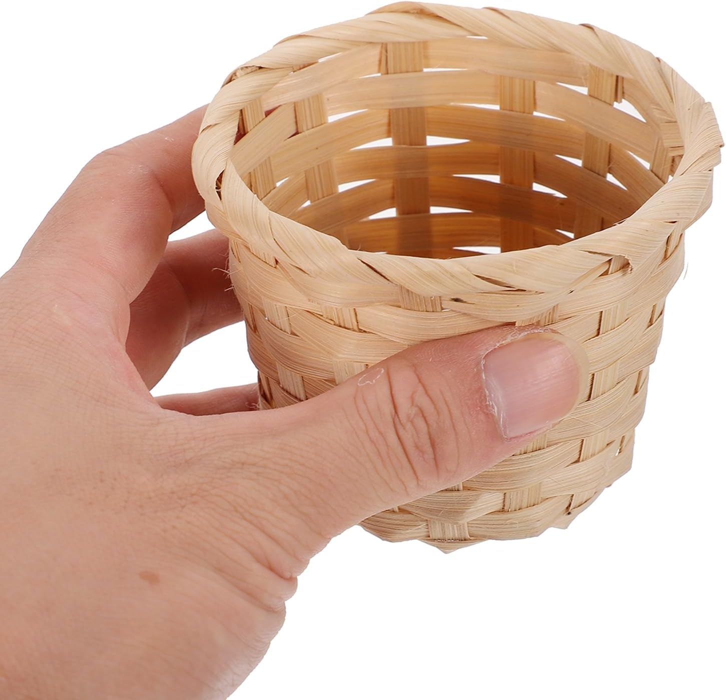 DOITOOL Mini Woven Baskets Set of 20 Portable Natural Wicker Fruit Storage Baskets for Home Decor Office Party Favors and Craft Display 4.7X2.9X4.7 Inches