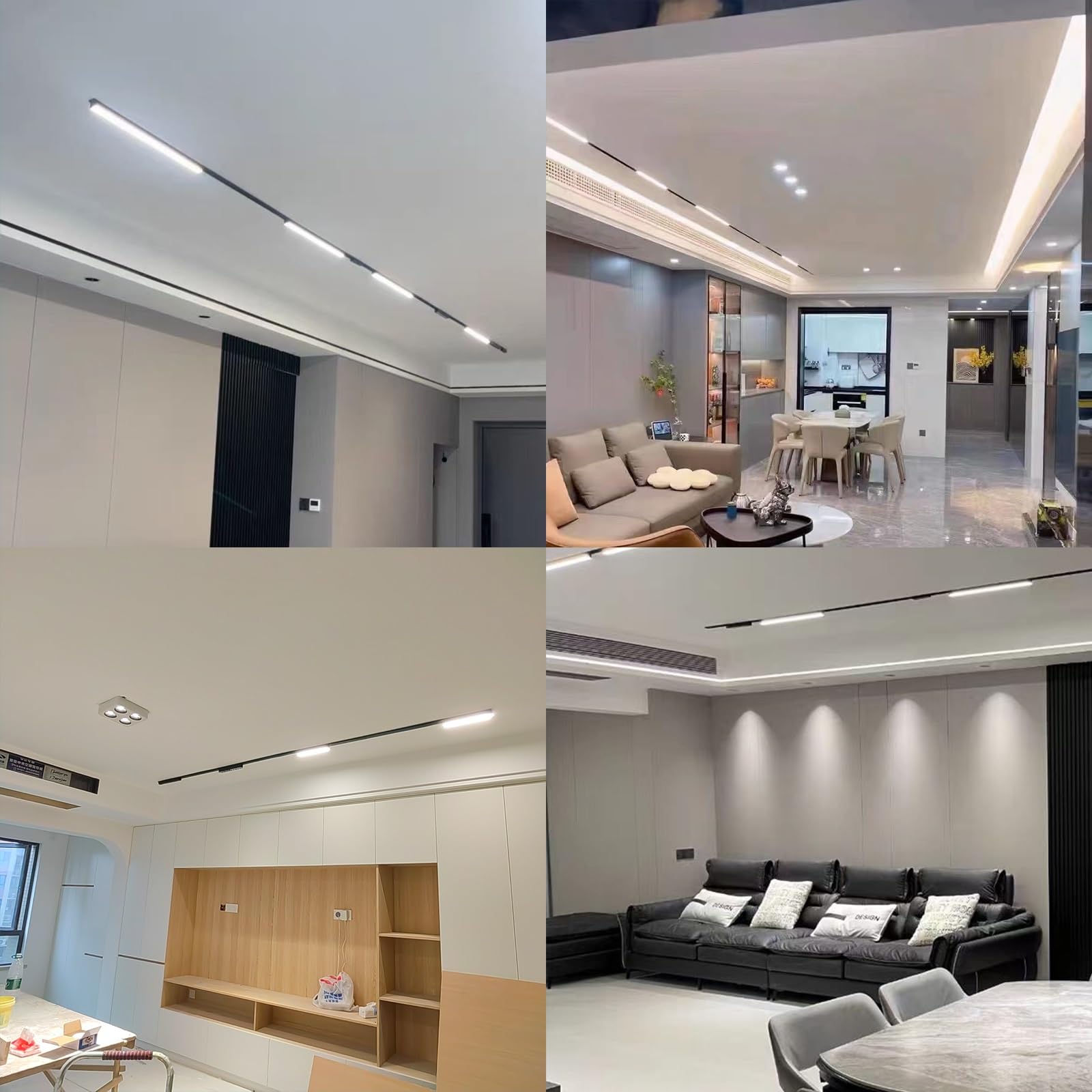 CREATESTAR Lampada Faretti Da Soffitto, Faretti LED Soffitto 12W Binario Faretti con 4 Luci, Faretto LED Interno per Soggiorno Cucina Corridoio Cameretta