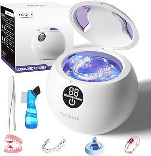 Ultrasonic Retainer Cleaner Machine 45kHz Dental Retainer Cleaner (White)