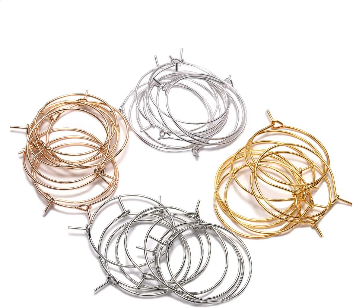 50pcs/lot 20 mm Black Hoops Earrings Metal Big Circle Ear Wire Hoops Earrings Wires for DIY Jewelry Making Supplies (Black, 20mm(0.79inch))