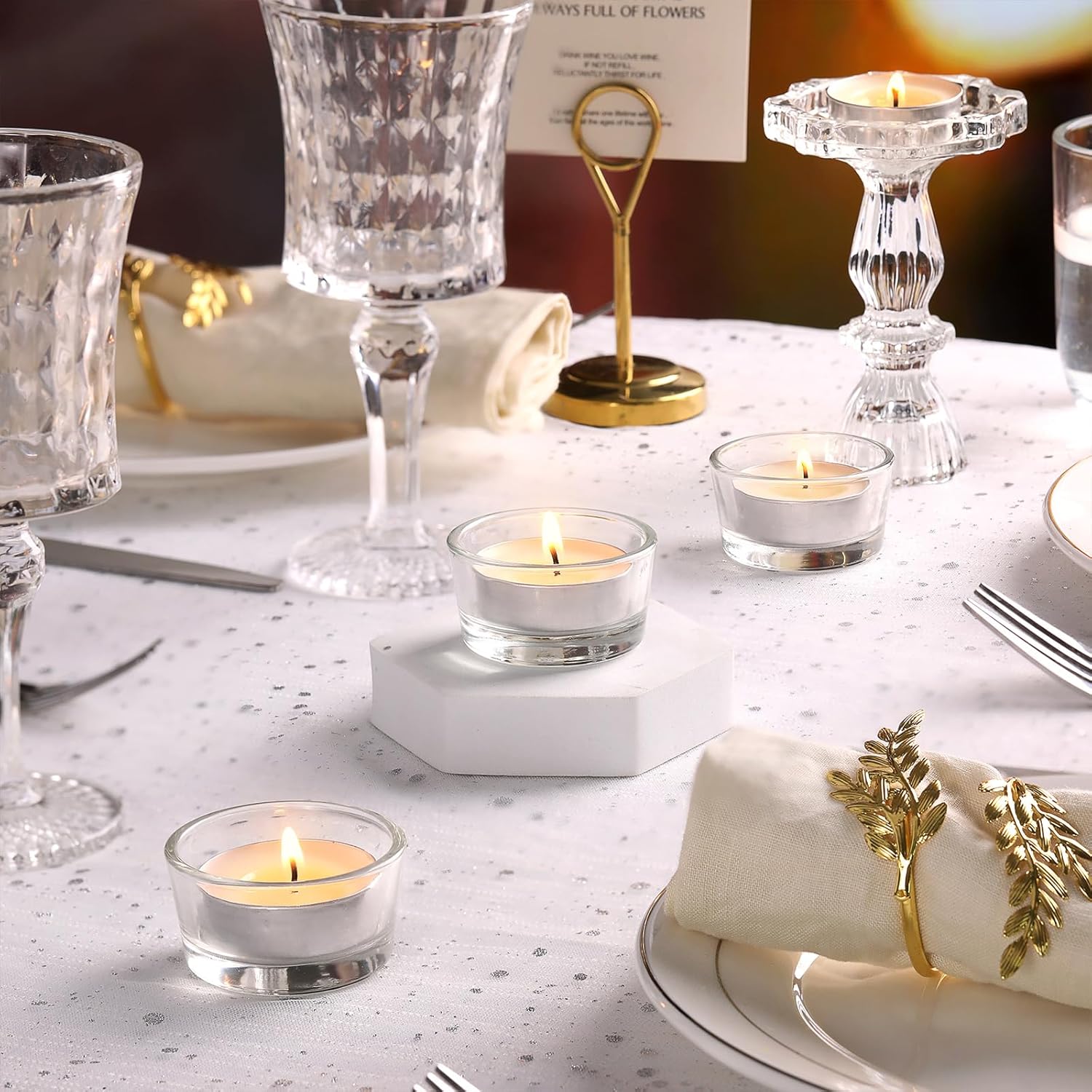 12pcs Votive Candle Holders & Simeitol 100 Pcs Soy Wax Tealight Candles