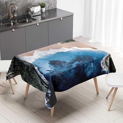 Mantel rectangular con vista a la playa para mesa, para fotografía de playa, para decoración de cena del hogar, 30 x 30 pulgadas