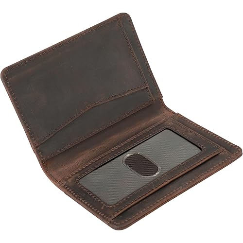 RFID Blocking Slim Wallet for Men | Thin Bifold Credit Card Holder Wallet | Mens Wallet Slim Business Card Case | Minimalist Front Pocket wallet with Gift Box (Genuine Full Grain Soft Leather)