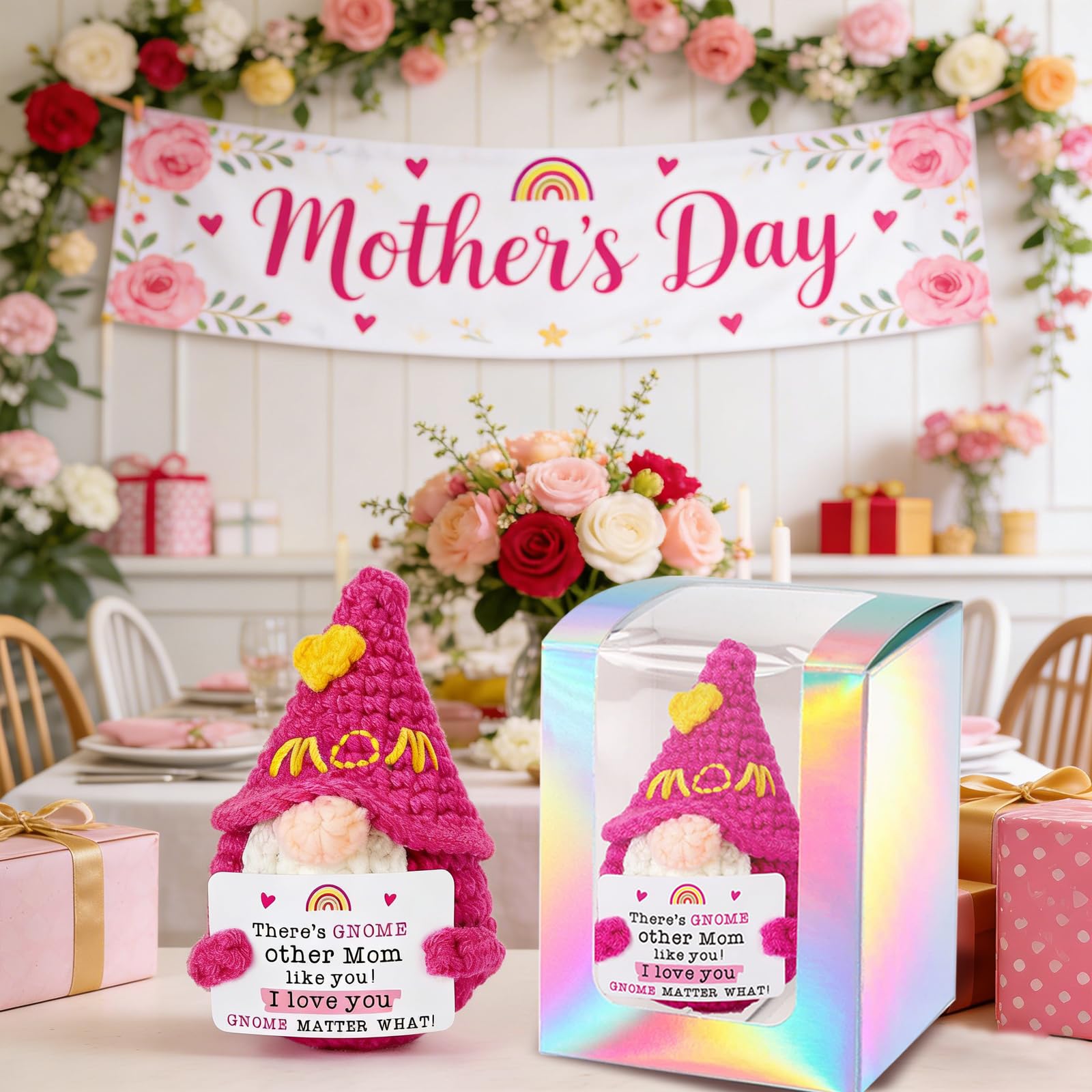 Regalo Motivazionale Maglieria Gnomi di Natale in peluche Regalo per la Festa della Mamma Regalo di Compleanno Decorativo Portafortuna Divertente e Artigianale per Casa e Ufficio