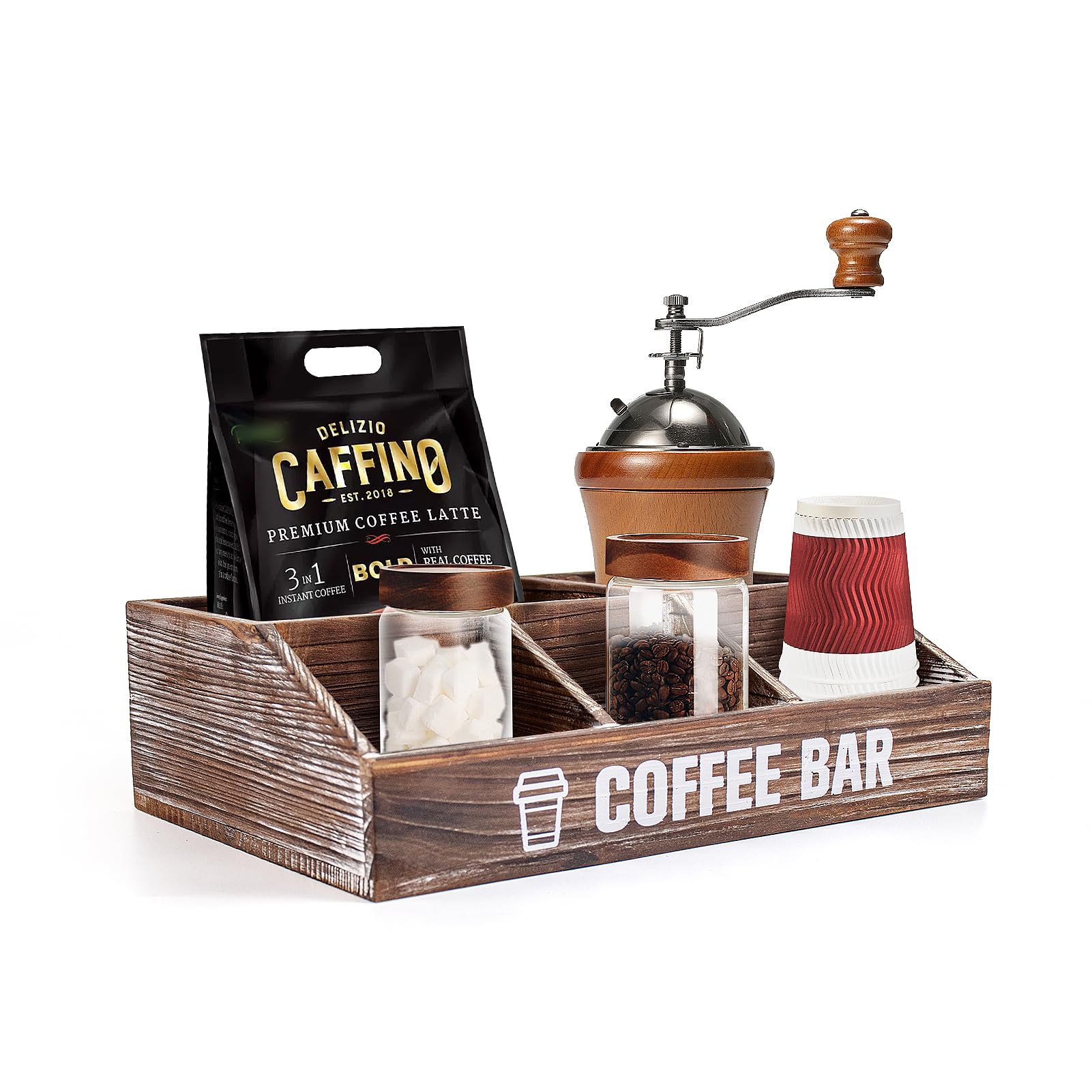 Amazon.co.jp: コーヒー調味料収納ボックス ティーバッグラック ダーク