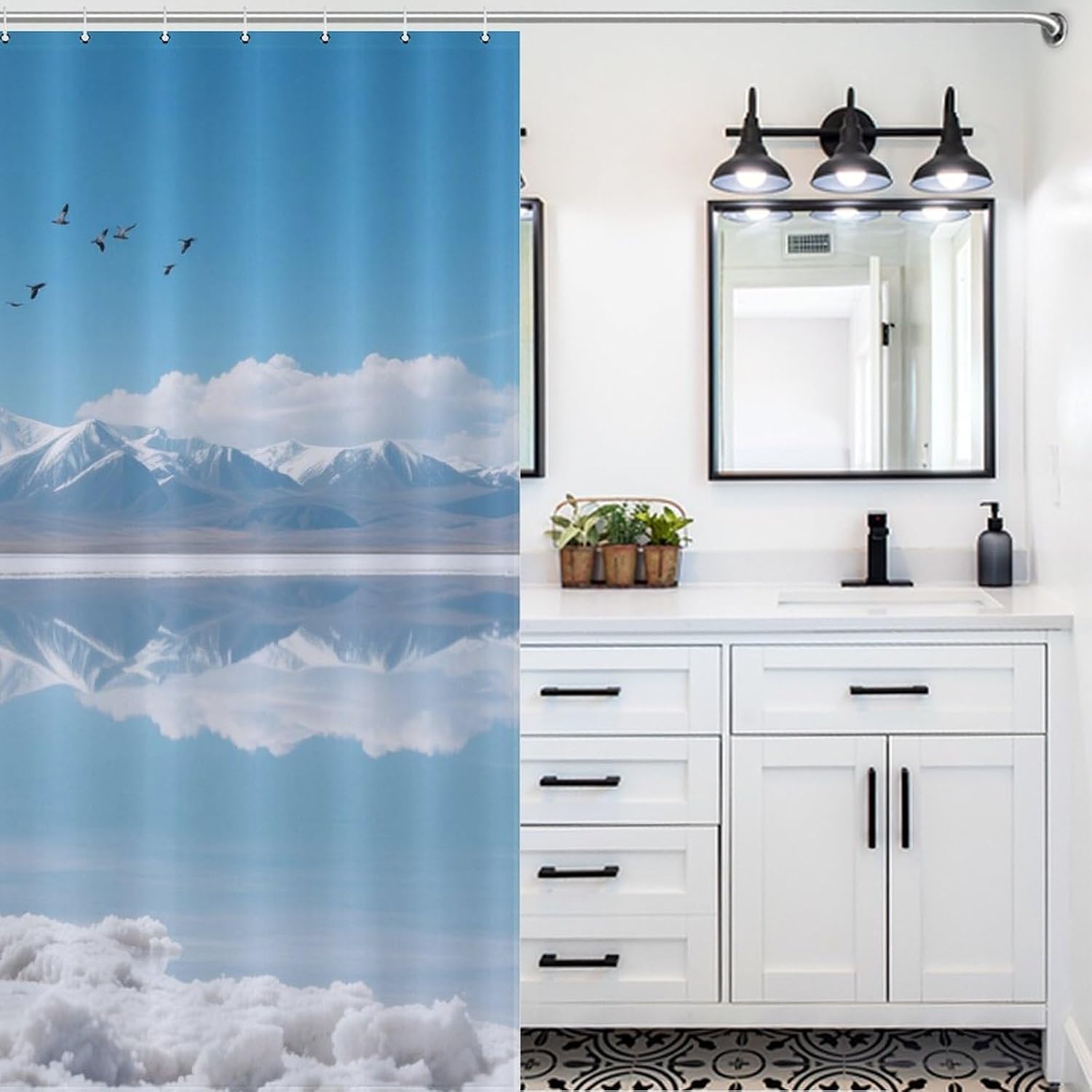 Shower Curtains Fabric Shower Curtain Liner Liner Showers Curtain Highland Salt Lakes Showers Curtin Opaque for Privacy Protection Water Splash Protection High Aesthetics