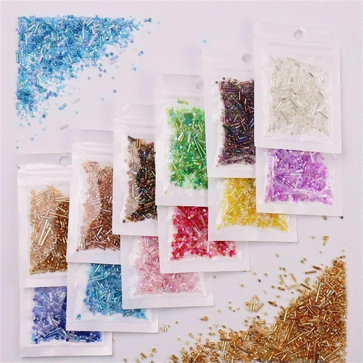 Kit de fabricación de pulseras con cuentas de tubo de cristal, 500 cuentas redondas de semillas mixtas para bricolaje, accesorios de ropa y manualidades de joyería