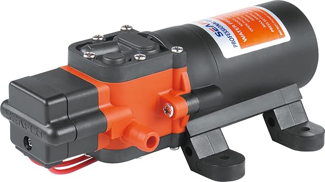 LIGHTEU®, Seaflo DC 12 V 4,3 l/min 2,4 bar 2-komorowa pompa membranowa ciśnieniowa, 21 s, do zastosowań morskich, łodzi, jachtów, przyczep kempingowych, ogrodu