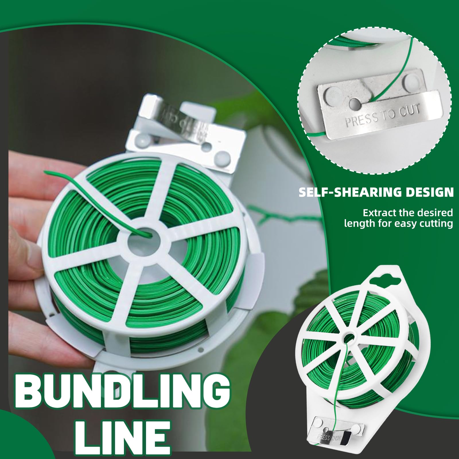 Lacci Per Legare I Pomodori 2 Pezzi 100 M Filo Per Legare Pomodori, Filo Verde Per Legare Piante, Filo Per Legatura Verde, Traliccio In Filo Per Piante Con Divisori E Taglierini Spago